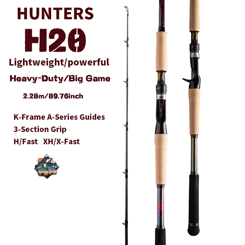YUSHAN outdoor H20 Lure Rod | Toray 30T + T1100 Carbon, Full Fuji A-Ring, Tri-Section Cork Grip