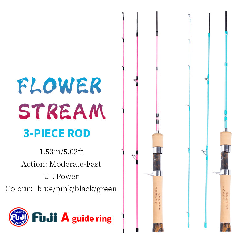YUSHAN OUTDOOR Flower Stream PLUS 3-Section Travel Lure Rod