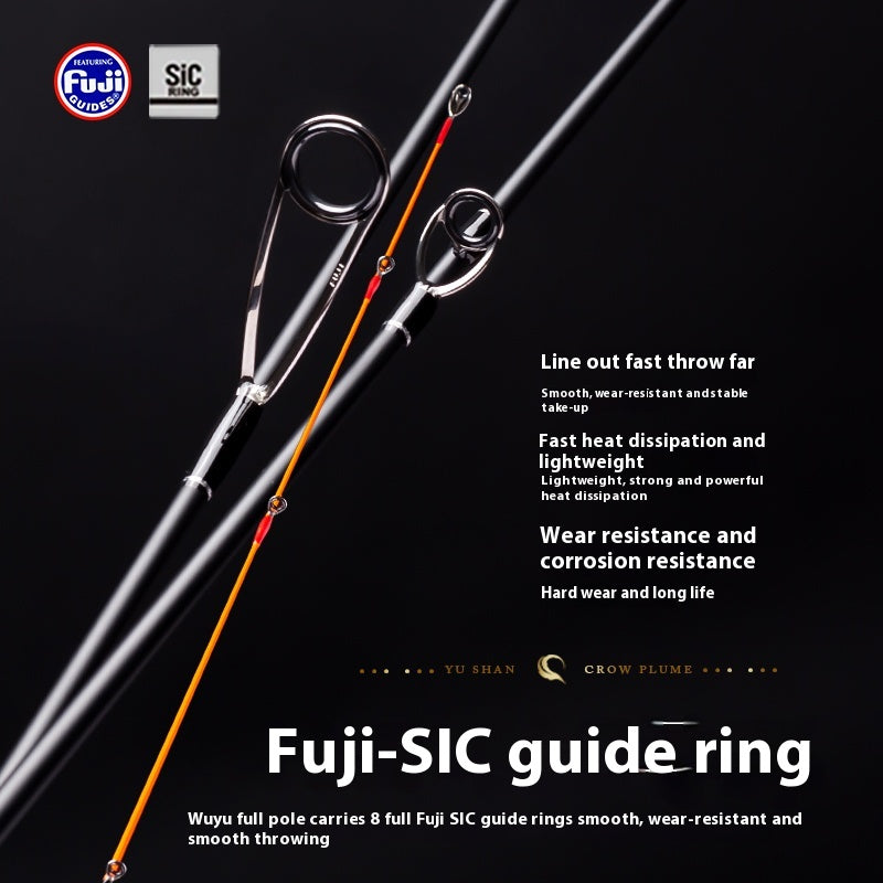 YUSHAN outdoor Crow Plume Micro Lure Rod | Fuji SIC Guides, Rosewood Carved Reel Seat, Toray Carbon