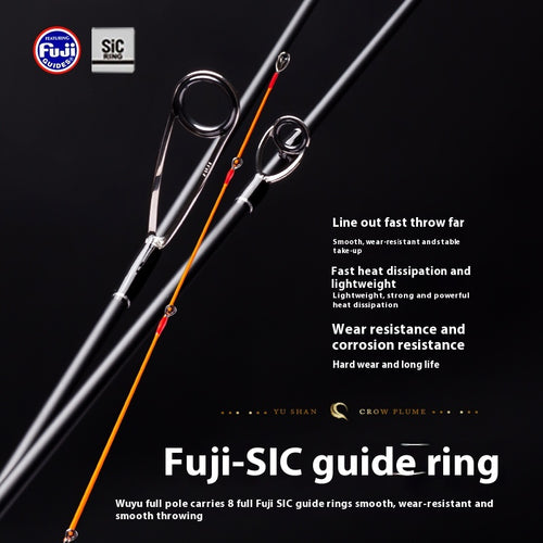 YUSHAN outdoor Crow Plume Micro Lure Rod | Fuji SIC Guides, Rosewood Carved Reel Seat, Toray Carbon