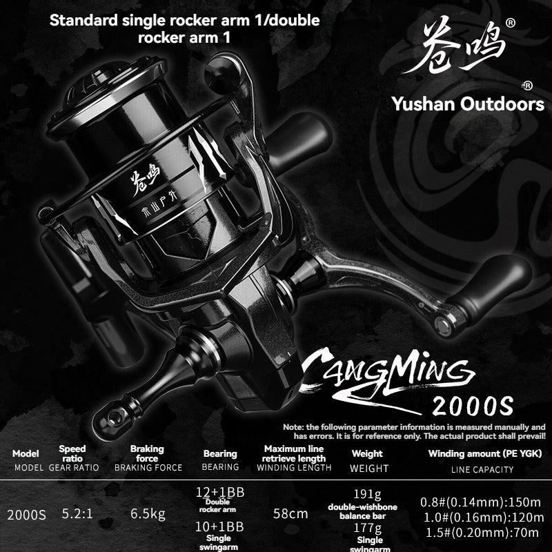 YUSHAN OUTDOOR CangMing Spinning Fishing Reel – 12+1BB Waterproof Long Cast