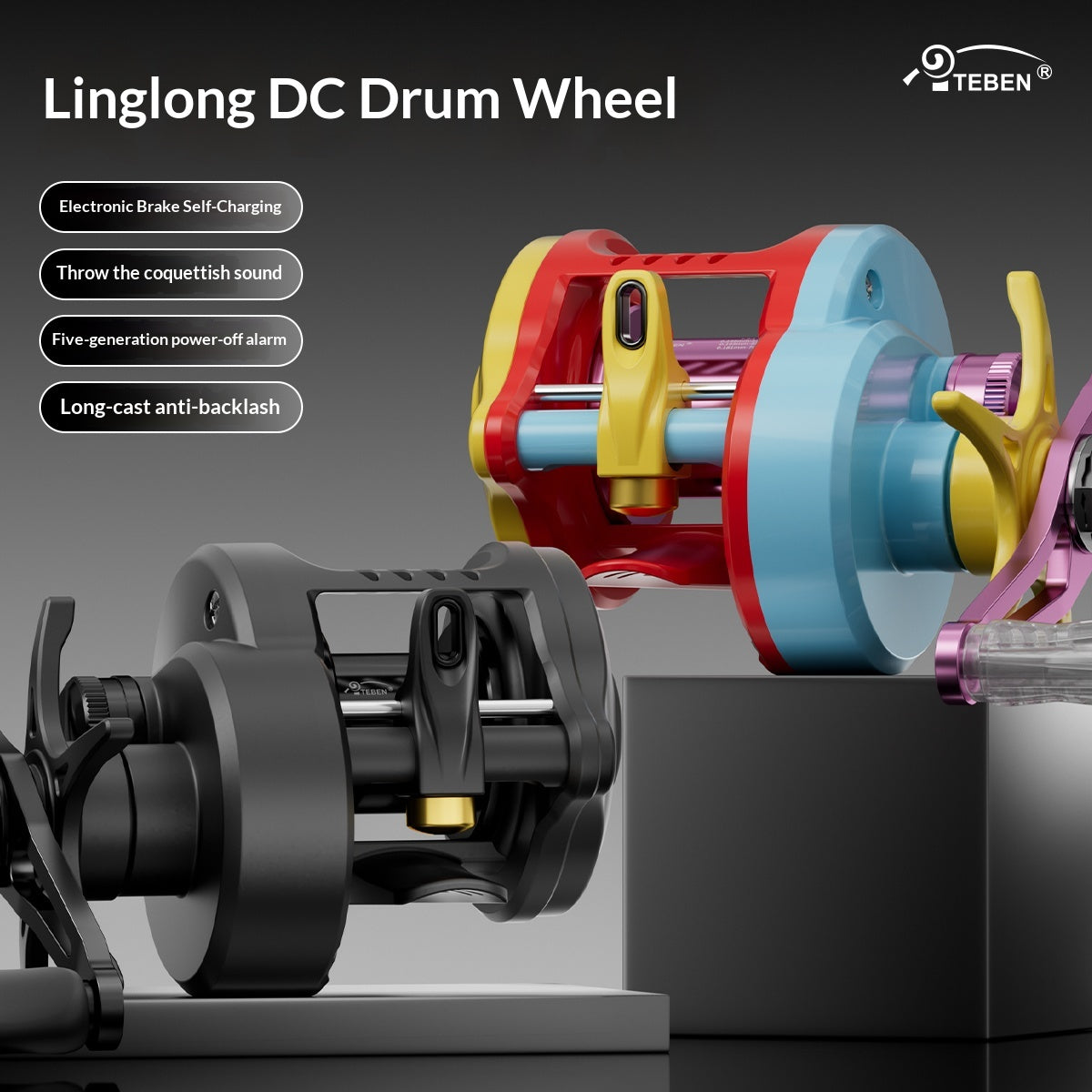 TEBEN LiteSpin-DC Baitcasting Reel | 155g, 12g Spool, Casts from 1.8g, DC Electronic Brake, 5+1 Double-Sealed BB, 7.2:1, Left/Right Hand