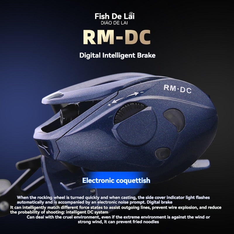 RM-DC Baitcasting Reel | MR-DC Intelligent Electronic Brake, 176g, 16.7g Spool, 3-Mode LED, Left/Right Hand