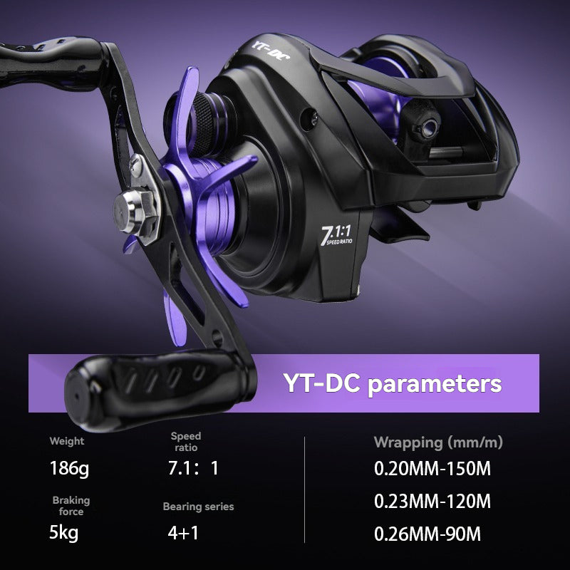 YUSHAN OUTDOOR YT-DC Baitcasting Reel | DC Intelligent Brake, Brass Gears, Ceramic Outlet, 186g, Casts from 2g, Left/Right Hand