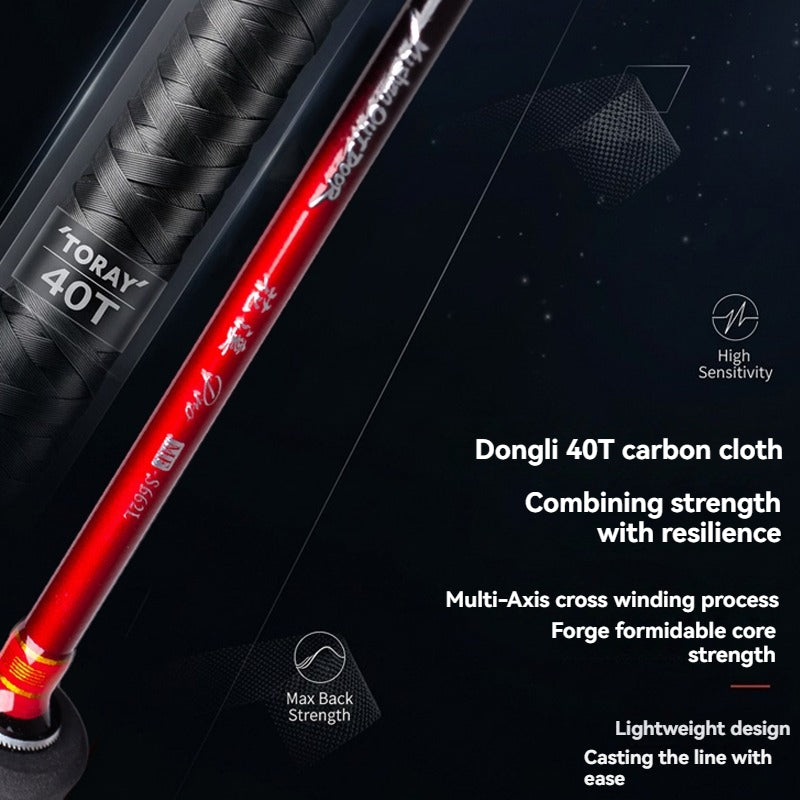 YUSHAN OUTDOOR Flower Stream Pro Star Black Lure Rod – Toray 40T Carbon, Full Fuji SiC Guides, MF Action