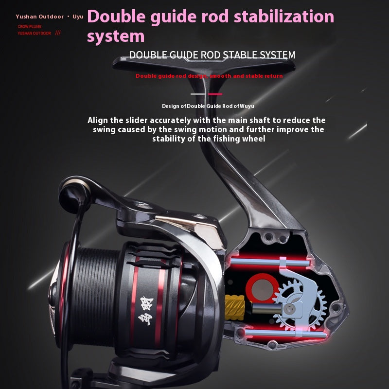 YUSHAN OUTDOOR Crow Plume Spinning Reel – 11+1BB Carbon Fiber Double Guide Rod