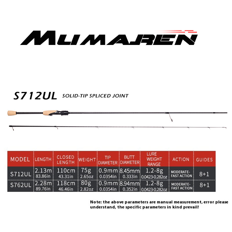 YUSHAN outdoor MUMA Root UL/L Spinning Lure Rod | Fuji SIC Guides + 3A Cork Grip