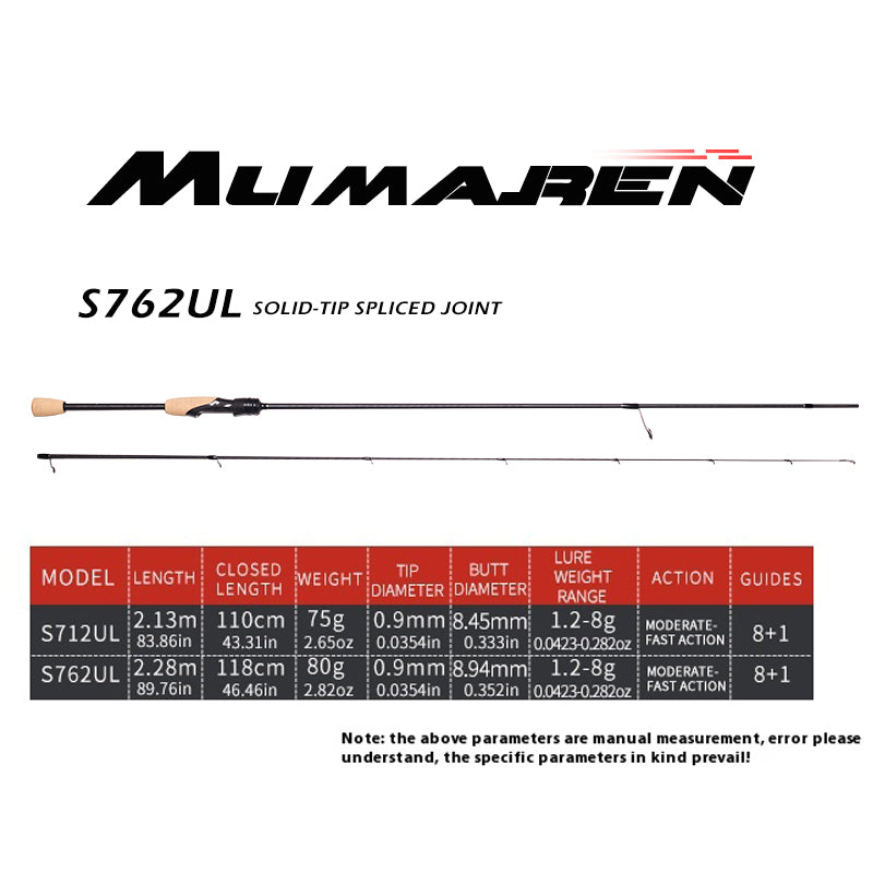 YUSHAN outdoor MUMA Root UL/L Spinning Lure Rod | Fuji SIC Guides + 3A Cork Grip