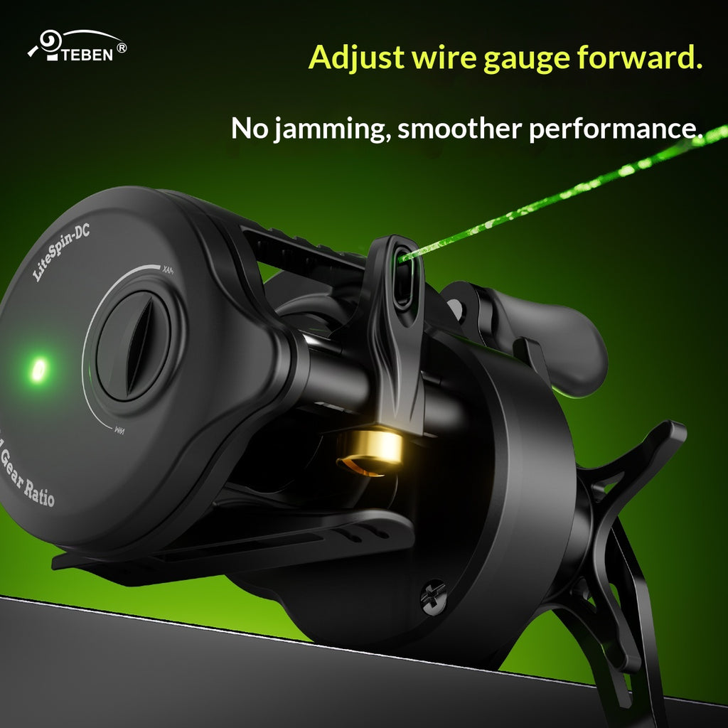 TEBEN LiteSpin-DC Baitcasting Reel | 155g, 12g Spool, Casts from 1.8g, DC Electronic Brake, 5+1 Double-Sealed BB, 7.2:1, Left/Right Hand