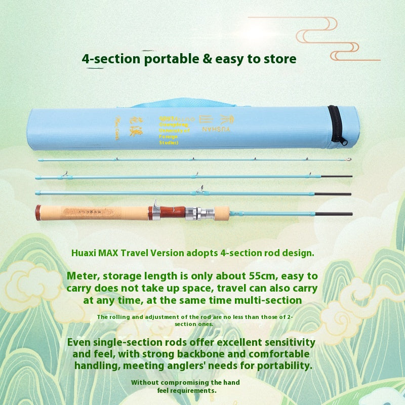 YUSHAN OUTDOOR Flower Stream Max 4-Piece Portable Travel Micro Lure Rod – L Action, Medium-Fast, 1.98m (Blue/Pink | Pistol/Straight Grip)