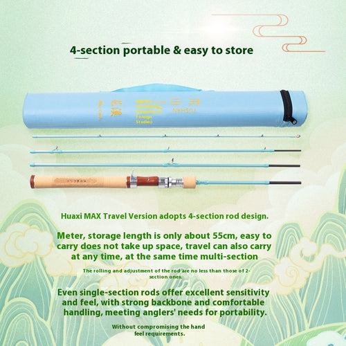 YUSHAN OUTDOOR Flower Stream Max 4-Piece Portable Travel Micro Lure Rod – L Action, Medium-Fast, 1.98m (Blue/Pink | Pistol/Straight Grip)