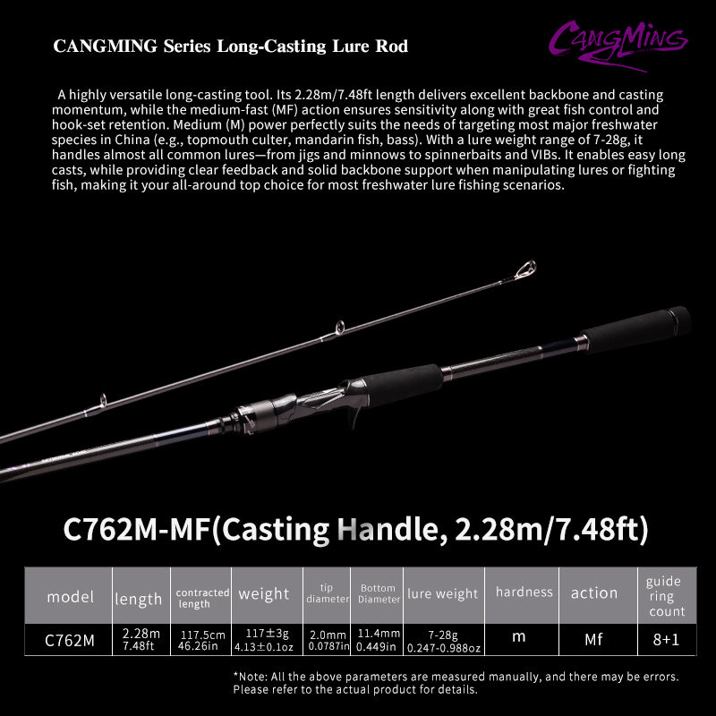 YUSHAN OUTDOOR CANGMING Series Long-Casting Lure Rod | Spinning & Casting | M/M+/MH/MH+