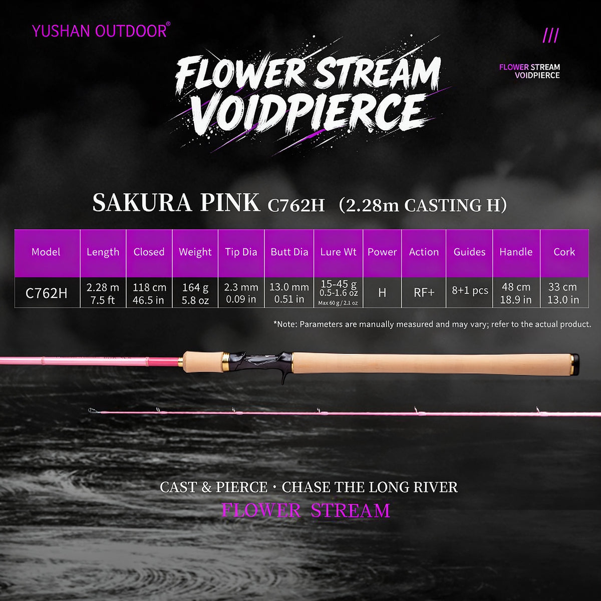 YUSHAN OUTDOOR Flower Stream Voidpierce Long-Cast Lure Fishing Rod