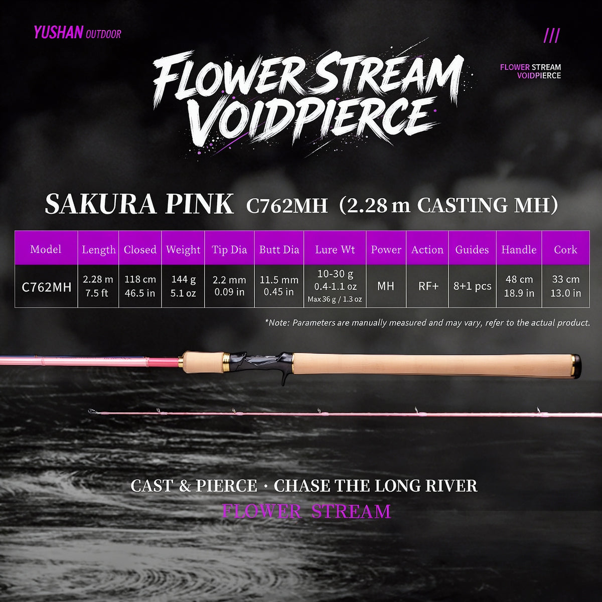 YUSHAN OUTDOOR Flower Stream Voidpierce Long-Cast Lure Fishing Rod