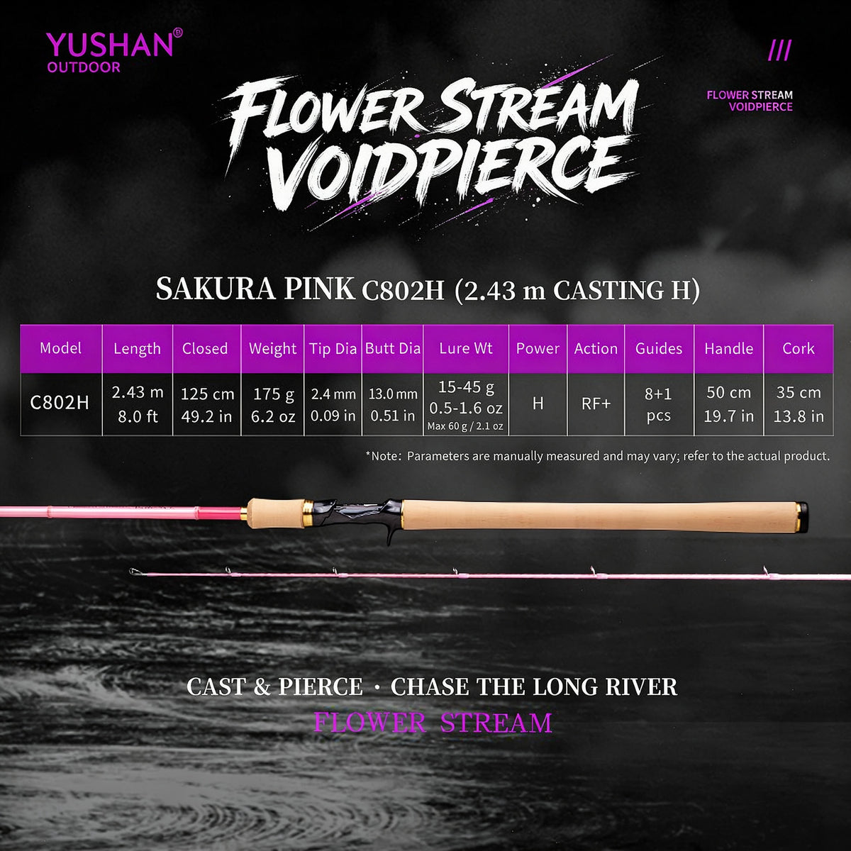 YUSHAN OUTDOOR Flower Stream Voidpierce Long-Cast Lure Fishing Rod