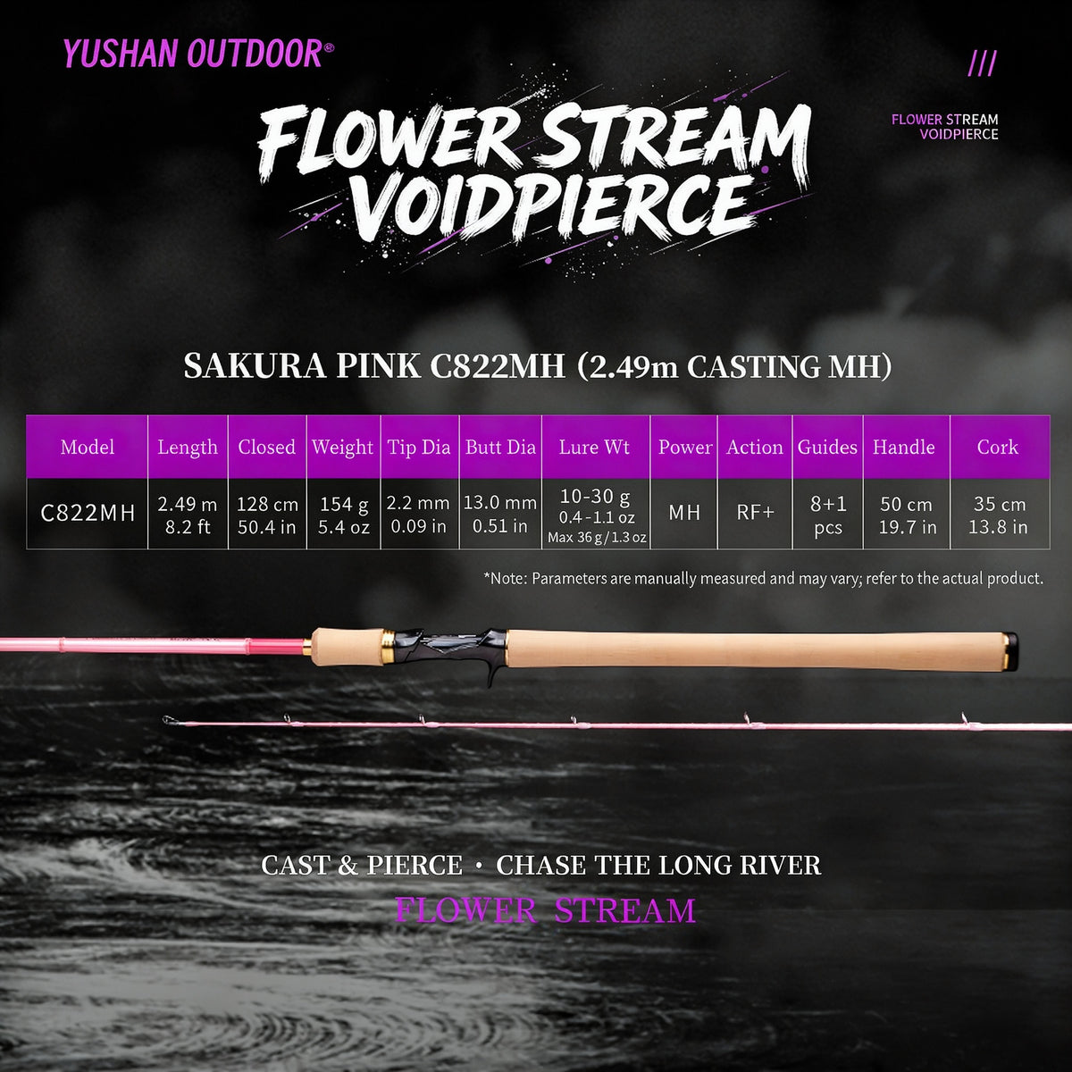 YUSHAN OUTDOOR Flower Stream Voidpierce Long-Cast Lure Fishing Rod