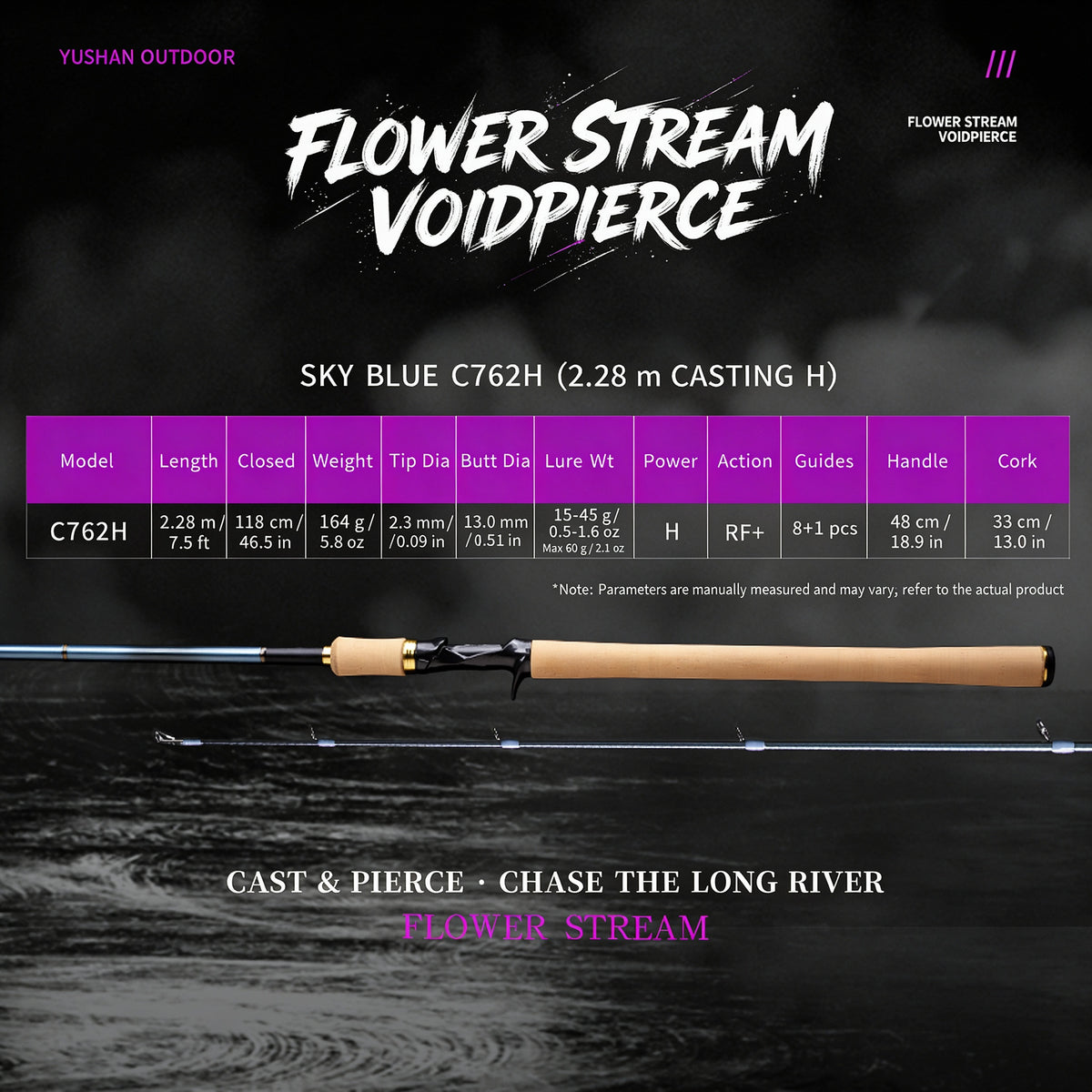 YUSHAN OUTDOOR Flower Stream Voidpierce Long-Cast Lure Fishing Rod