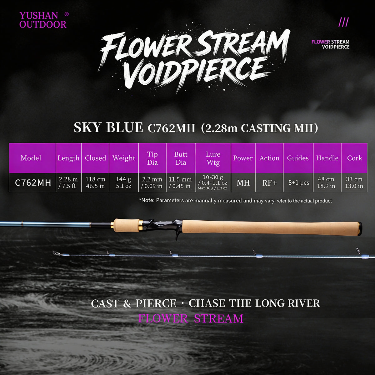 YUSHAN OUTDOOR Flower Stream Voidpierce Long-Cast Lure Fishing Rod