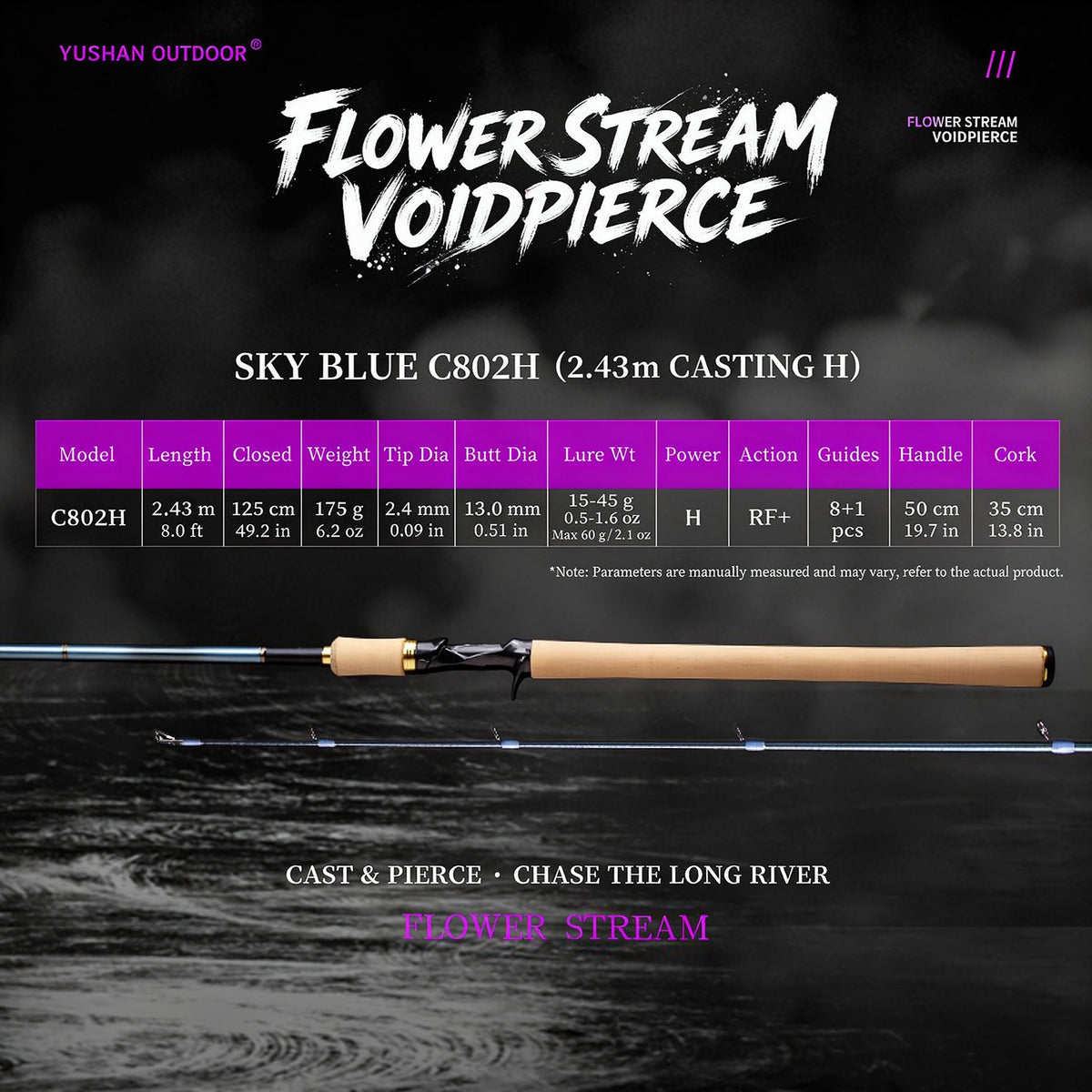 YUSHAN OUTDOOR Flower Stream Voidpierce Long-Cast Lure Fishing Rod