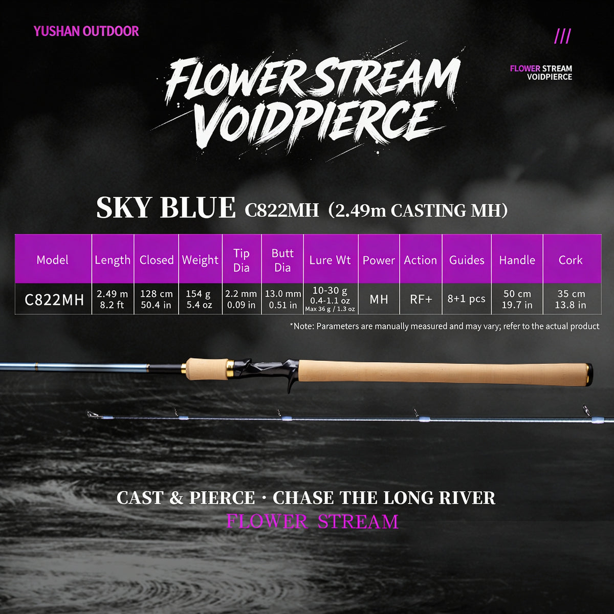 YUSHAN OUTDOOR Flower Stream Voidpierce Long-Cast Lure Fishing Rod