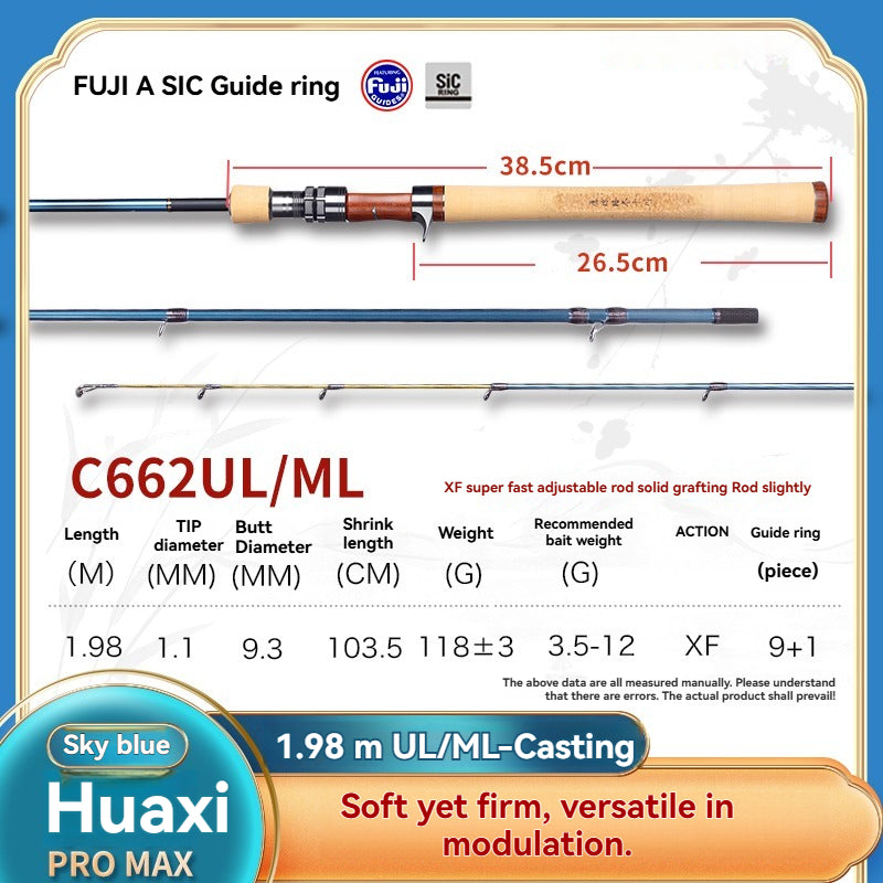 YUSHAN OUTDOOR Flower Stream Pro Max Hybrid-Action Lure Rod (UL Tip / ML Blank) – Sky Blue