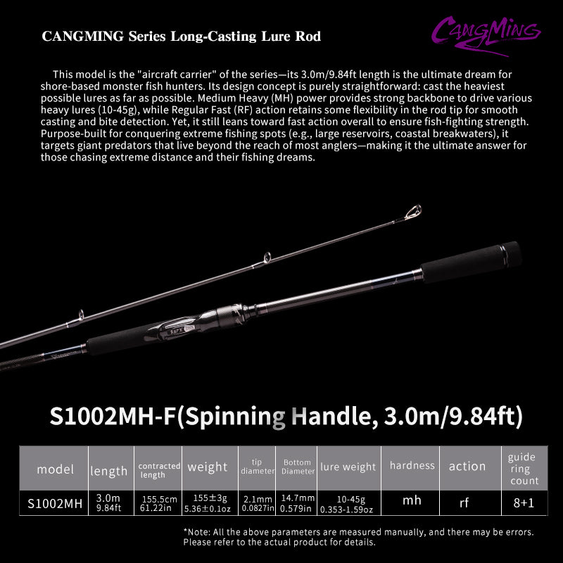 YUSHAN OUTDOOR CANGMING Series Long-Casting Lure Rod | Spinning & Casting | M/M+/MH/MH+