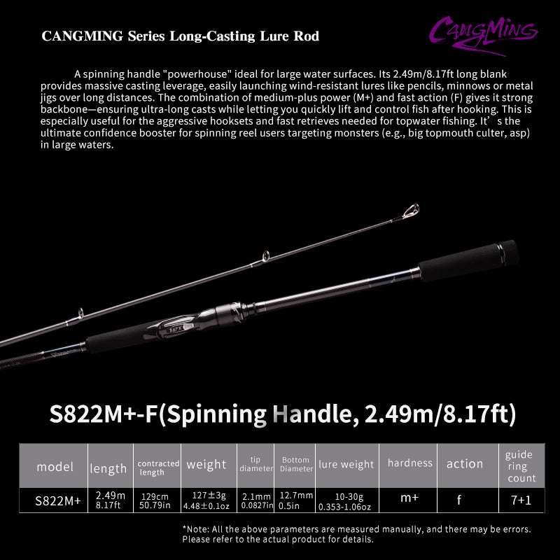 YUSHAN OUTDOOR CANGMING Series Long-Casting Lure Rod | Spinning & Casting | M/M+/MH/MH+