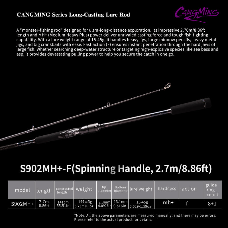 YUSHAN OUTDOOR CANGMING Series Long-Casting Lure Rod | Spinning & Casting | M/M+/MH/MH+