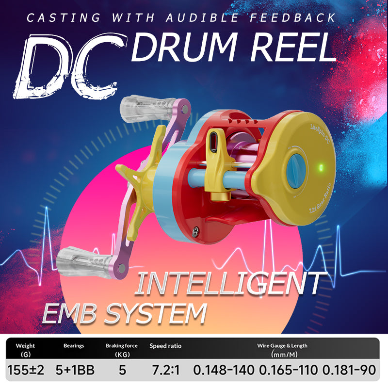 TEBEN LiteSpin-DC Baitcasting Reel | 155g, 12g Spool, Casts from 1.8g, DC Electronic Brake, 5+1 Double-Sealed BB, 7.2:1, Left/Right Hand