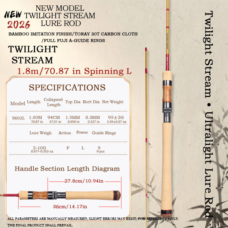 YUSHAN OUTDOOR Twilight Stream UL Fishing Rod 2026 | Bamboo-Finish Lure Rod